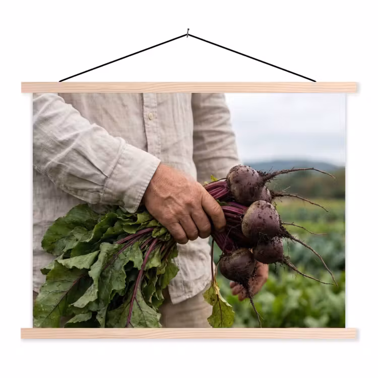 Bieten - Vers - Moestuin textielposter latten blank klein -3d