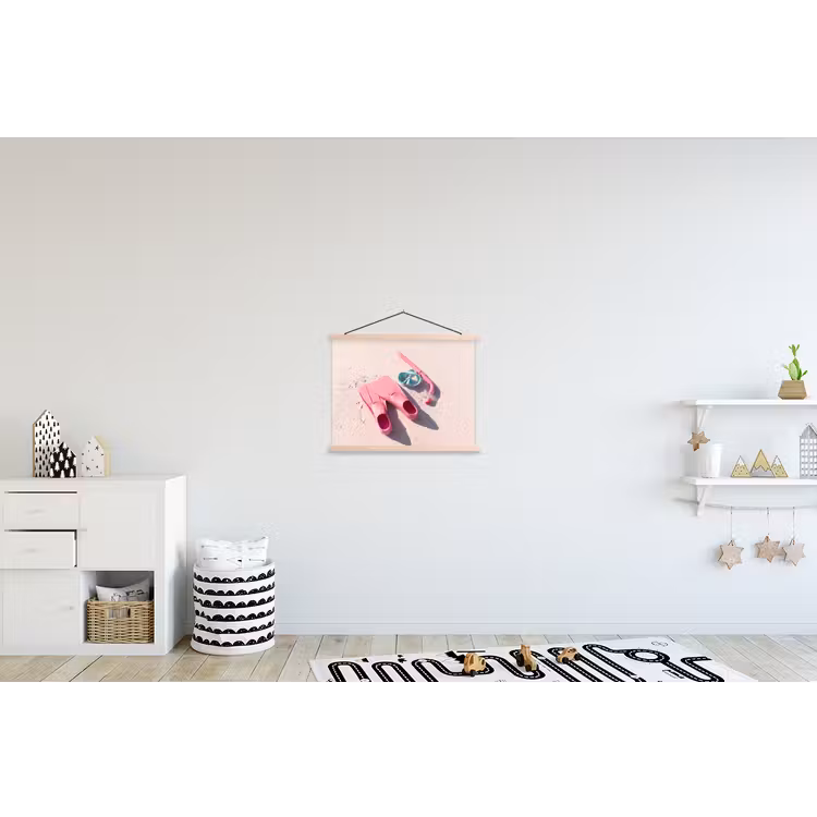 Snorkelset - Strand - Zomer - Roze textielposter latten blank klein -kinderkamer