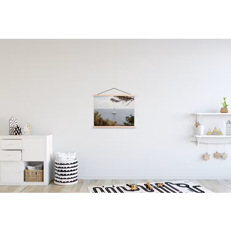 Stoffbild - Segelboot – Bäume – Wasser - Zeilboot - bomen - water textielposter latten blank klein