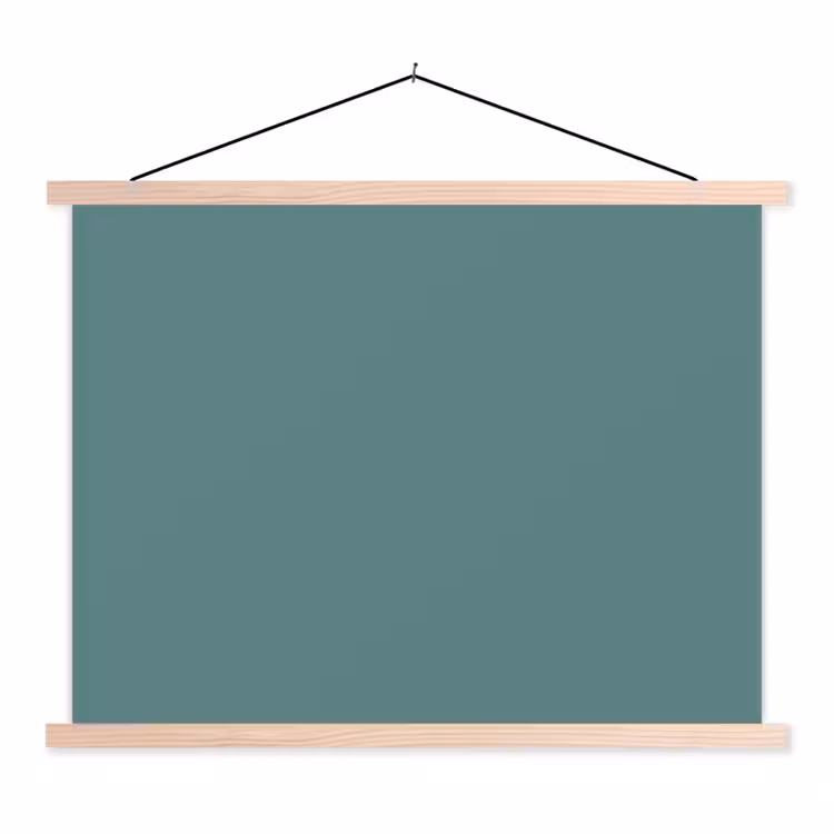 Serene - Teal - Blauw textielposter latten blank klein 122 -3d
