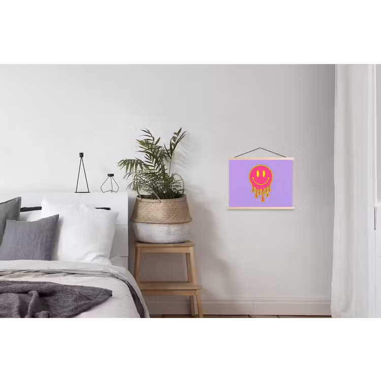 Smiley - Drip - Neon textielposter latten blank klein -woonkamer