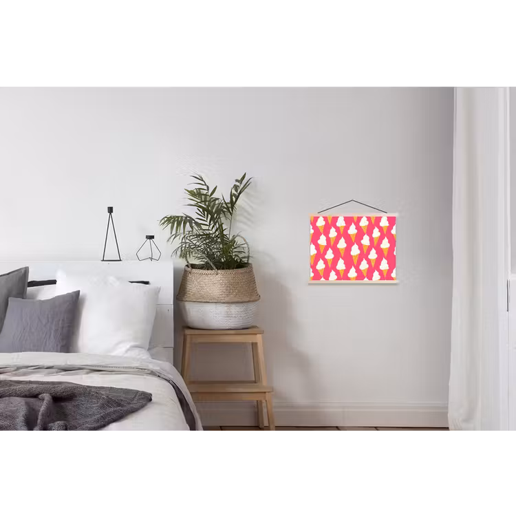Softijs - Horentje - Roze textielposter latten blank klein 122 -woonkamer