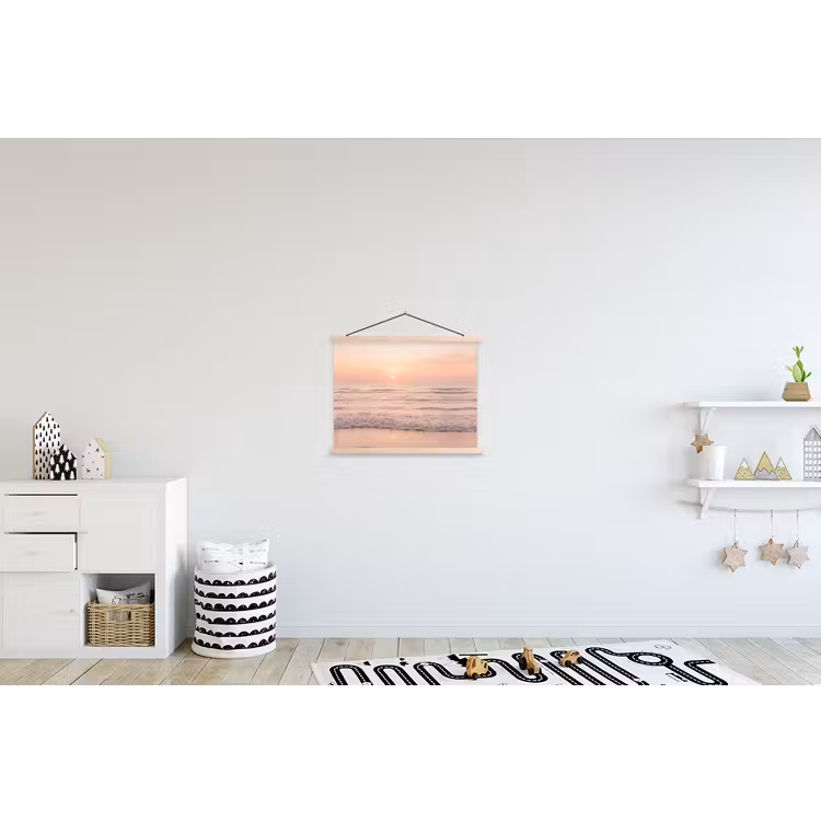 Zon - Strand - Roze textielposter latten blank klein -kinderkamer