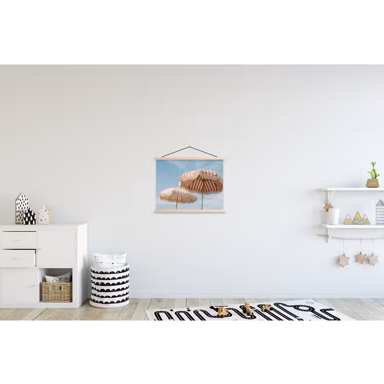 Parasol - Lucht - Rood textielposter latten blank klein -kinderkamer