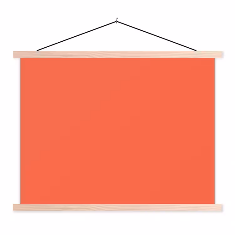 Sunset - Salmon - Oranje textielposter latten blank klein 122 -3d