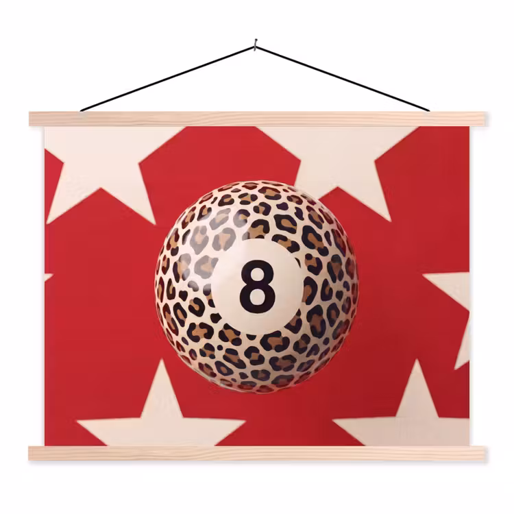 Spel - Dierenprint - Nummer 8 - Modern - Rood textielposter latten blank klein -3d