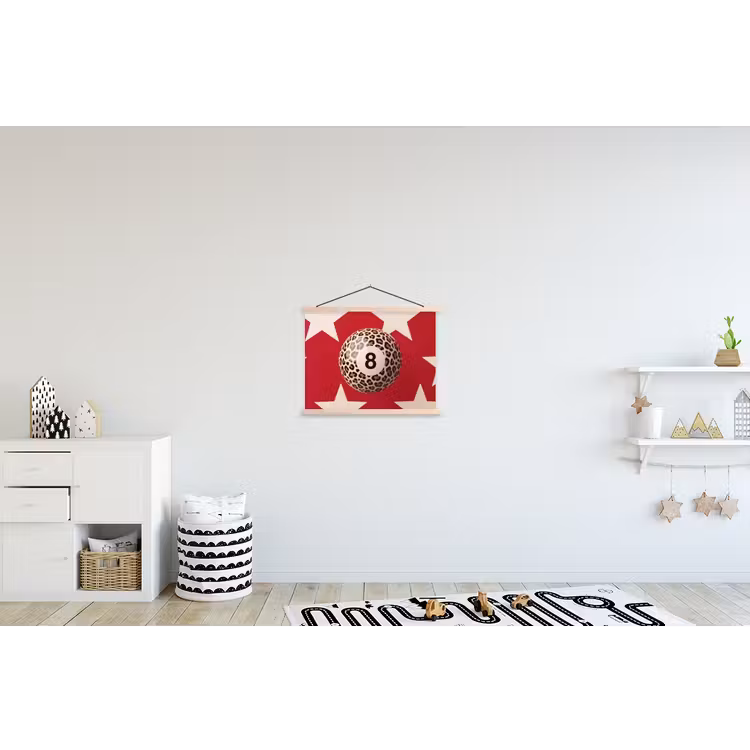 Spel - Dierenprint - Nummer 8 - Modern - Rood textielposter latten blank klein -kinderkamer
