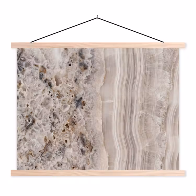 Steen - Textuur - Abstract - Beige - Wit textielposter latten blank klein -3d