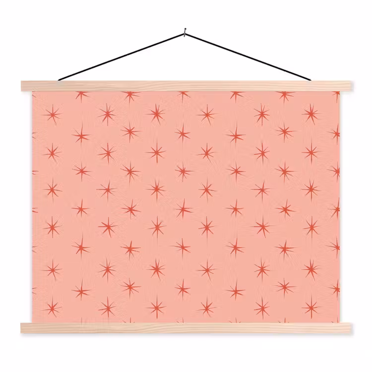 Sterretjes - Patroon - Oranje textielposter latten blank klein 122 -3d
