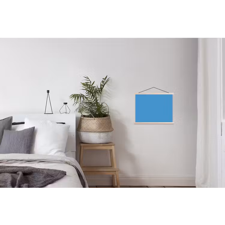 Steel - Blue - Blauw textielposter latten blank klein 122 -woonkamer
