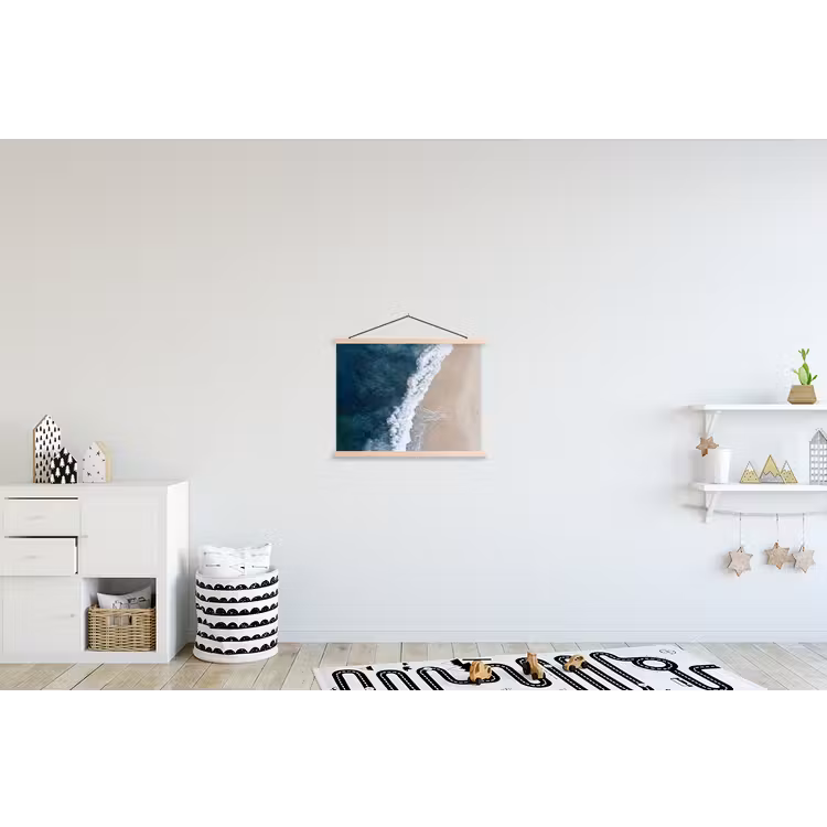 Strand - Zee - Golven textielposter latten blank klein -kinderkamer