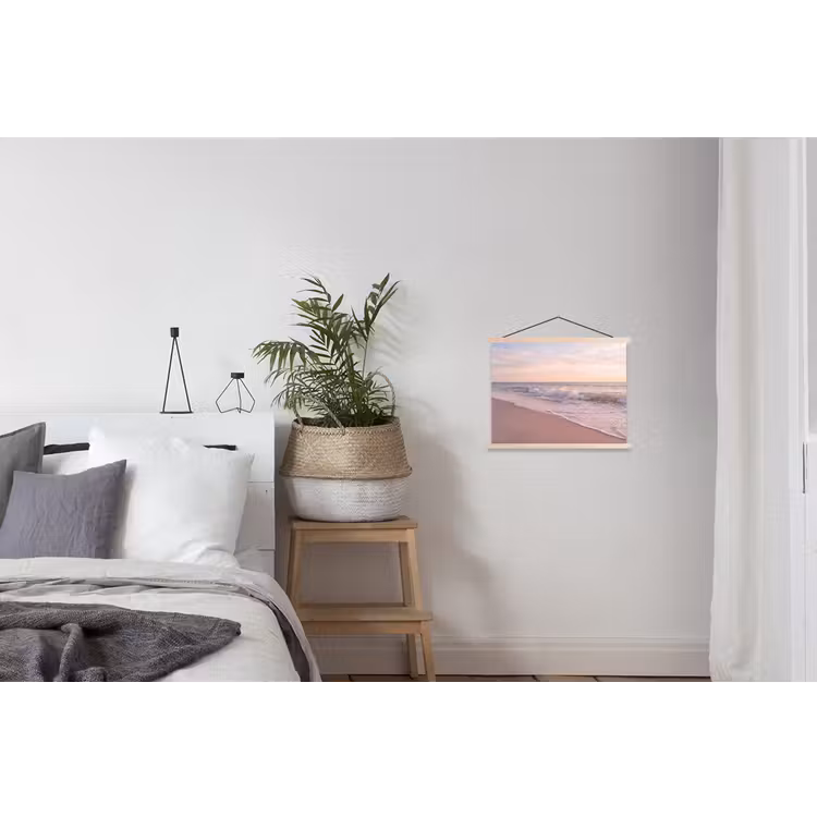 Strand - Zee - Golven - Natuur - Zonsondergang textielposter latten blank klein -woonkamer