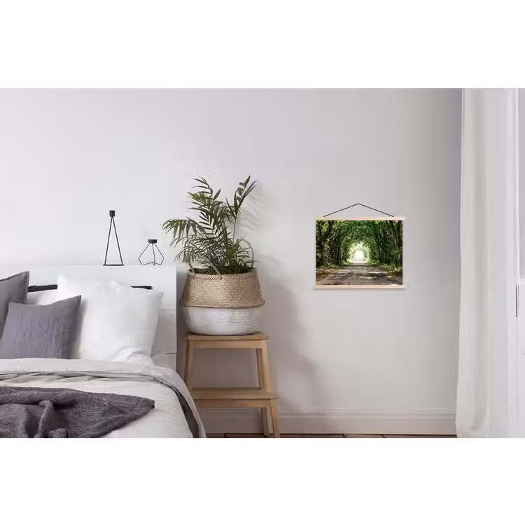 Weg - Bomen - Natuur - Groen textielposter latten blank klein -woonkamer