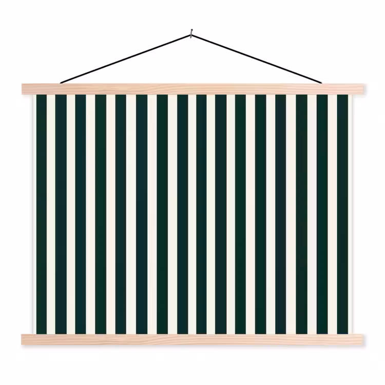 Strepen - Klassiek - Groen textielposter latten blank klein 122 -3d