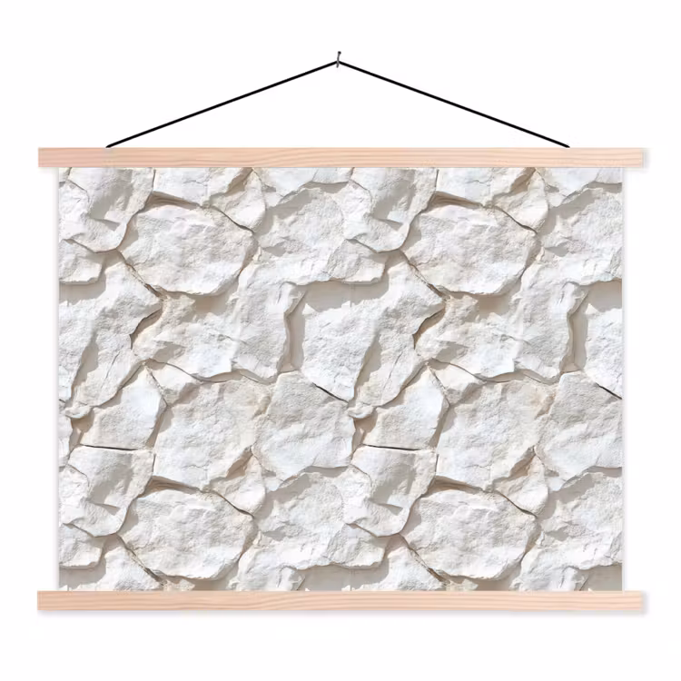 Structuur - Rots - Wit textielposter latten blank klein 122 -3d