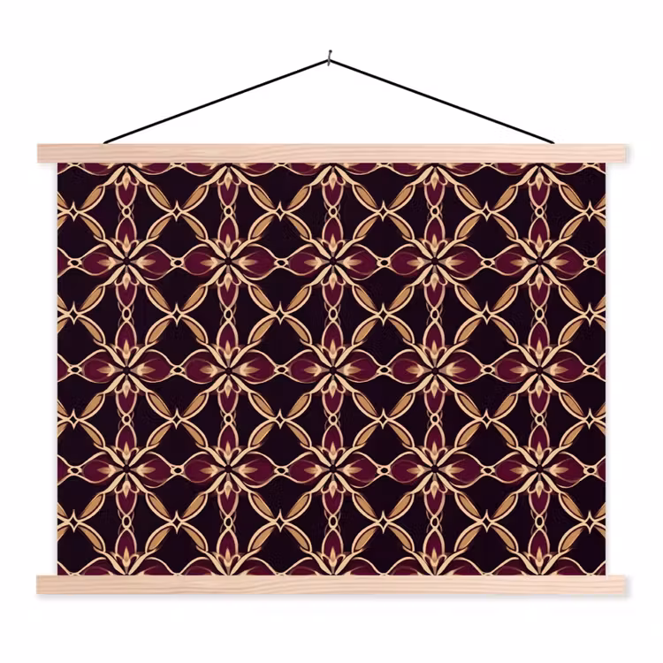 Symmetrisch - Tegel - Burgundy textielposter latten blank klein 122 -3d