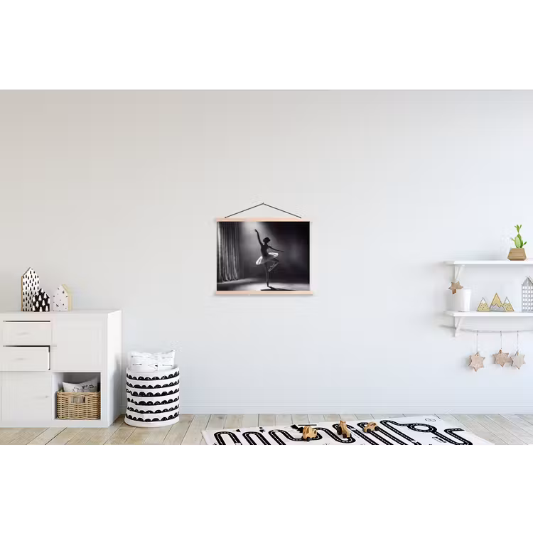 Danser - Podium - Zwart-wit - Kunst - Klassiek textielposter latten blank klein -kinderkamer