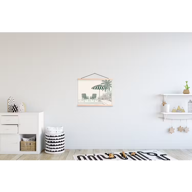 Terras - Illustratie - Groen textielposter latten blank klein -kinderkamer