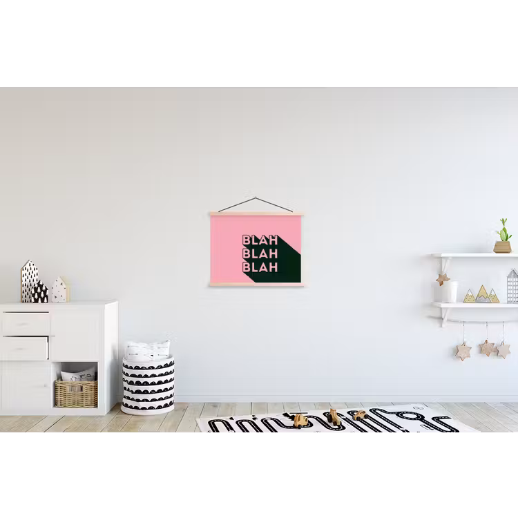 Tekst - Grafisch - Groen - Schaduw textielposter latten blank klein -kinderkamer