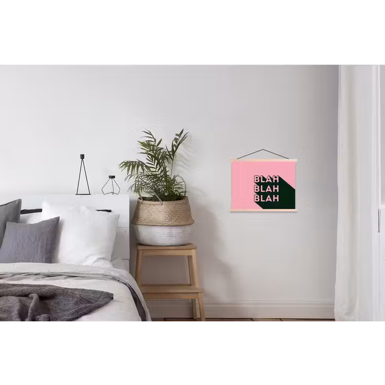 Tekst - Grafisch - Groen - Schaduw textielposter latten blank klein -woonkamer