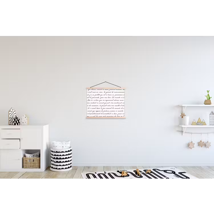 Tekst - Handschrift - Klassiek - ZwartWit textielposter latten blank klein -kinderkamer