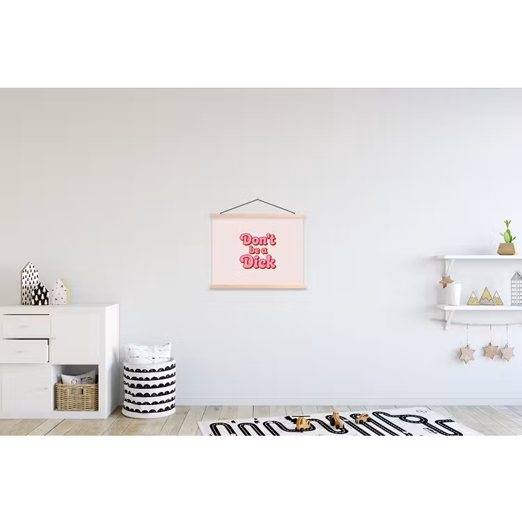Tekst - Boodschap - Roze textielposter latten blank klein -kinderkamer