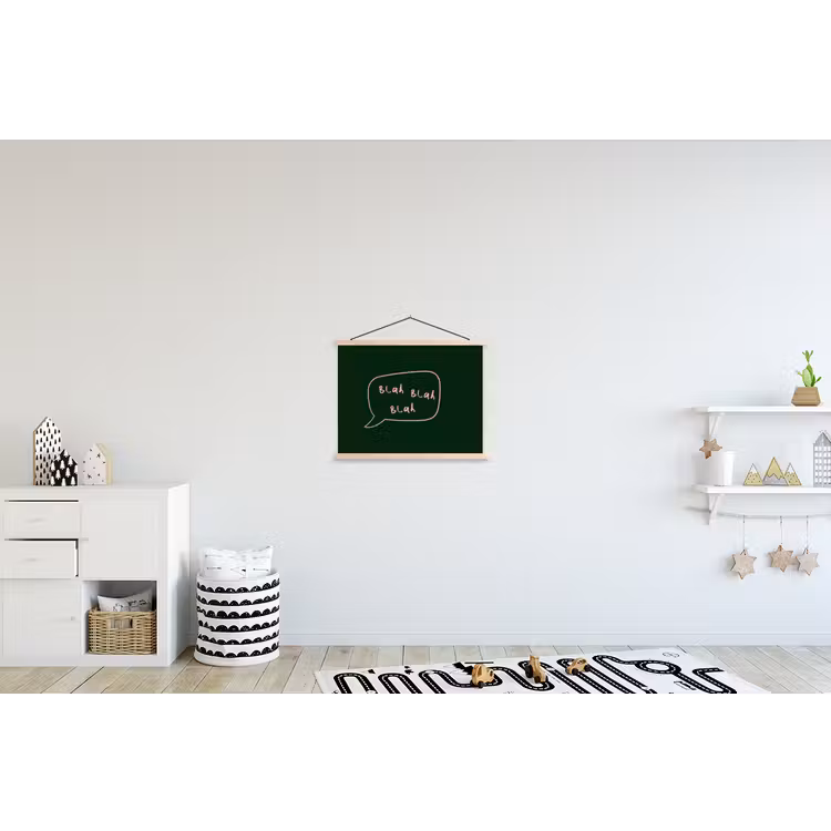 Tekstwolkje - Donkergroen - BLAH BLAH BLAH textielposter latten blank klein -kinderkamer