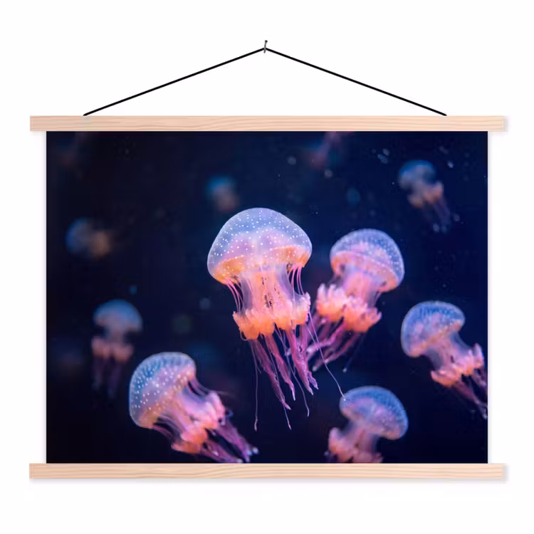 Dier - Onderwater - Natuur - Roze - Mysterieus textielposter latten blank klein -3d