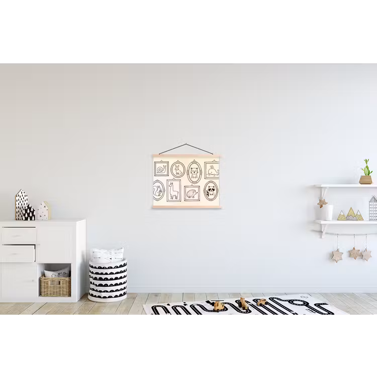 Dieren - Illustratie - Lijsten - Galerij - Speels textielposter latten blank klein -kinderkamer