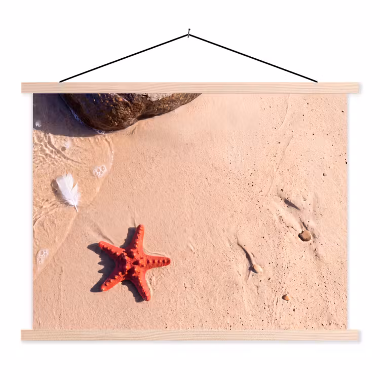 Dieren - Strand - Zee - Natuur - Rood textielposter latten blank klein -3d
