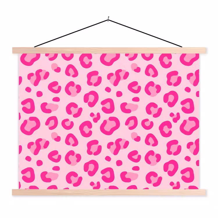 Dierenprint - Patroon - Abstract - Modern - Roze textielposter latten blank klein -3d