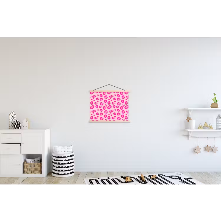 Dierenprint - Patroon - Abstract - Modern - Roze textielposter latten blank klein -kinderkamer