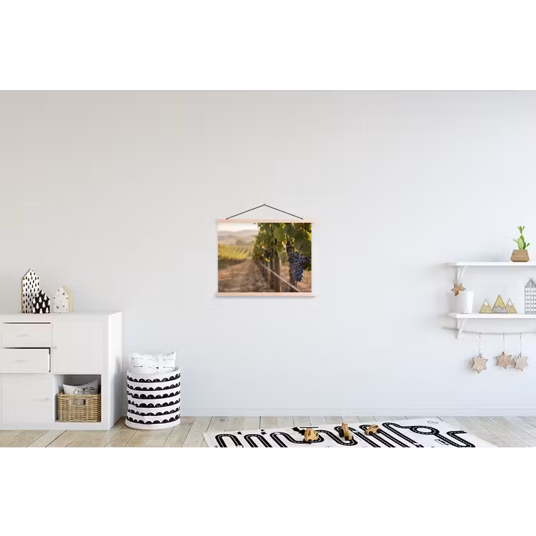 Druiven - Wijngaard - Zonlicht textielposter latten blank klein -kinderkamer