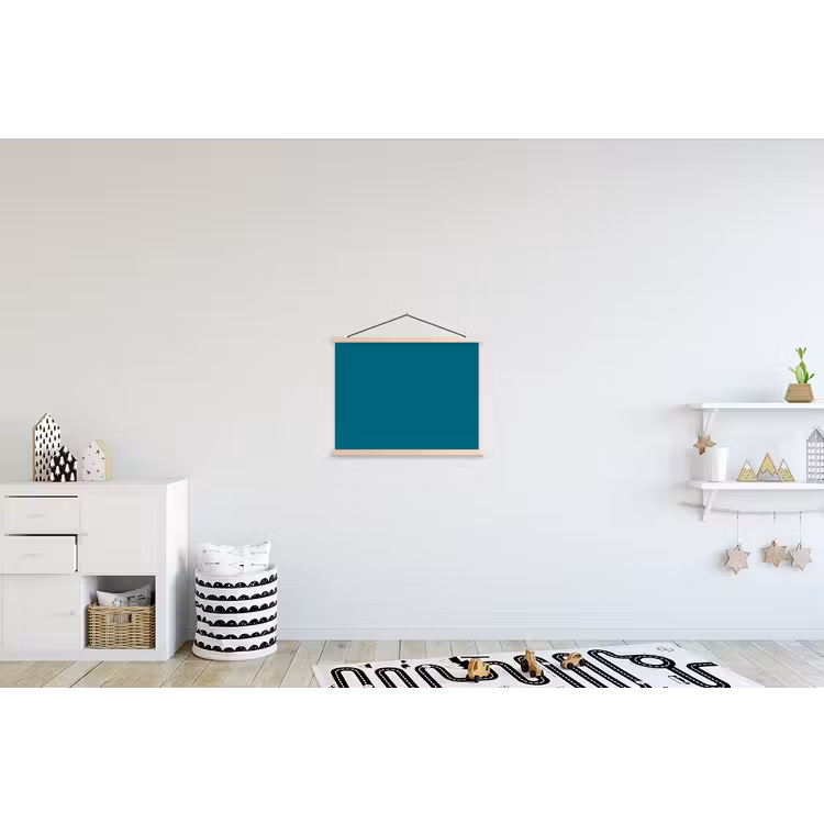 Tropical - Peacock - Blauw textielposter latten blank klein 122 -kinderkamer