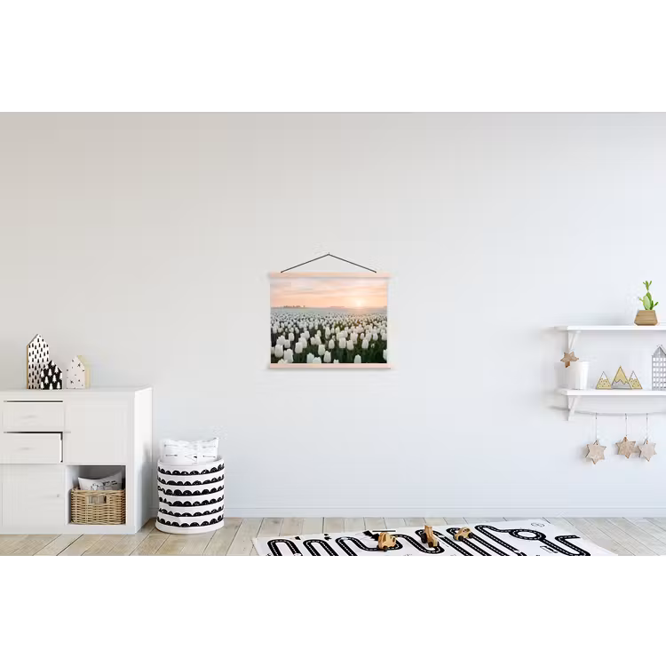 Tulpen - Landschap - Wit textielposter latten blank klein -kinderkamer