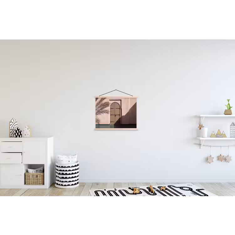 Deur - Hout - Architectuur - Groen - Rustiek textielposter latten blank klein -kinderkamer