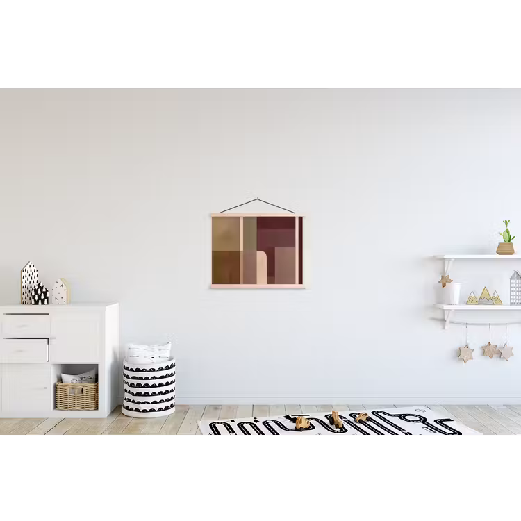 Vlakken - Abstract - Bordeaux - Lijnen textielposter latten blank klein -kinderkamer