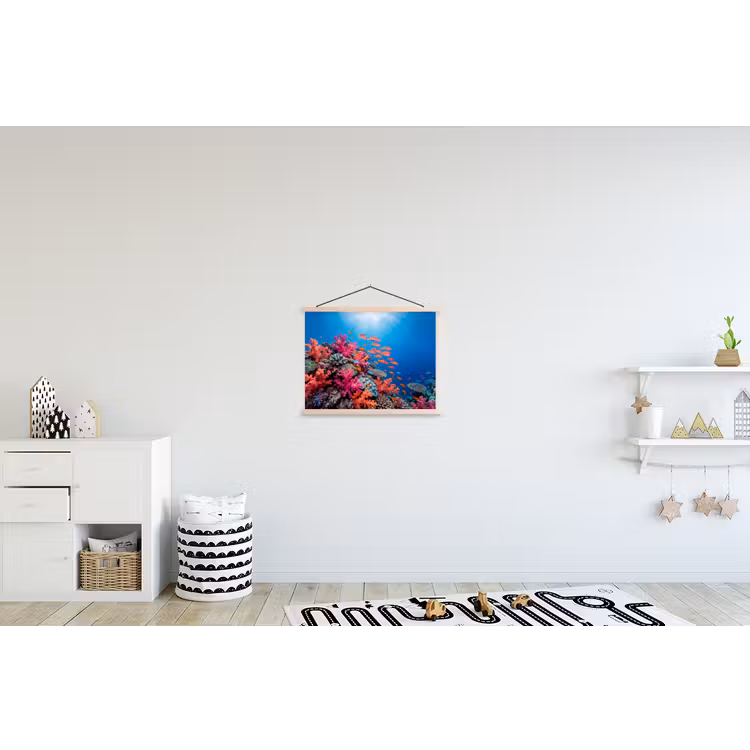 Onderwater - Koraalrif - Vissen - Oceaan - Natuur textielposter latten blank klein -kinderkamer