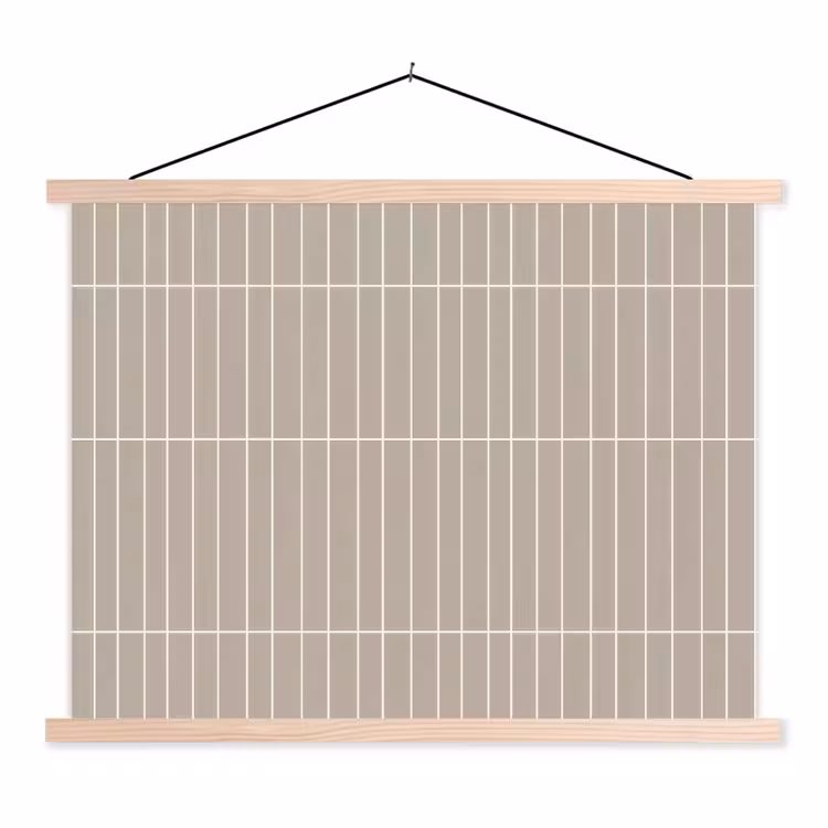 Verticaal - Wandtegel - Licht Beige textielposter latten blank klein 122 -3d
