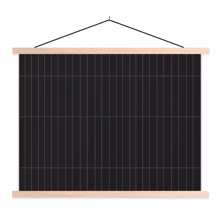 Verticaal - Wandtegel - Mat - Zwart textielposter latten blank klein 122 -3d