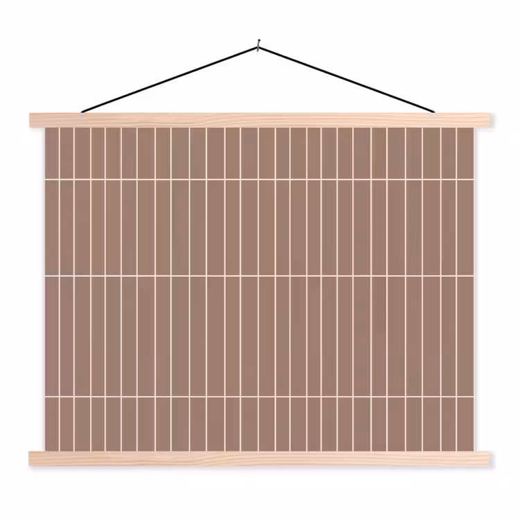 Verticaal - Wandtegel - Terracotta textielposter latten blank klein 122 -3d