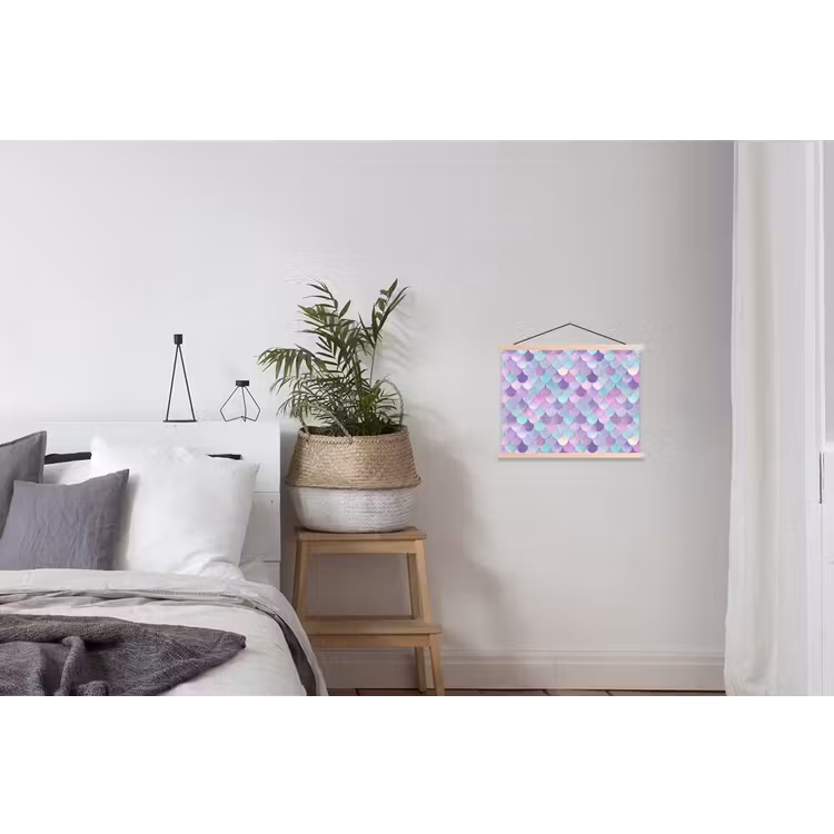 Dromerig - Zeemeermin - Pastel textielposter latten blank klein 122 -woonkamer