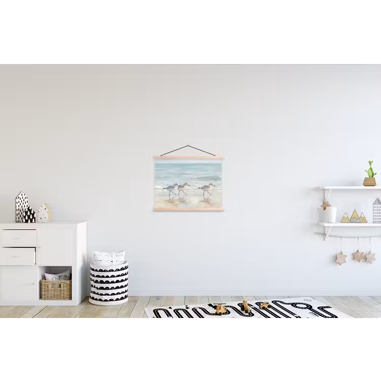 Vogels - Strand - Zee textielposter latten blank klein -kinderkamer