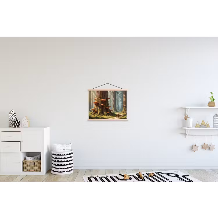 Stoffbild - Wald – Bäume – Natur - Bos - Bomen - Natuur textielposter latten blank klein