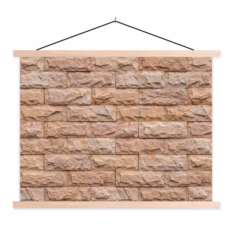 Muur - Steen - Ruw - Textuur - Beige textielposter latten blank klein -3d