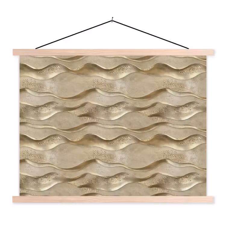 Golven - Patroon - Goud textielposter latten blank klein 122 -3d