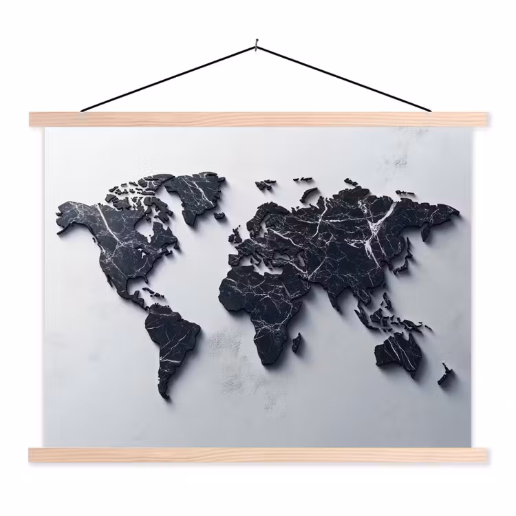 Wereldkaart - Marmer - Ruwe achtergrond textielposter latten blank klein -3d
