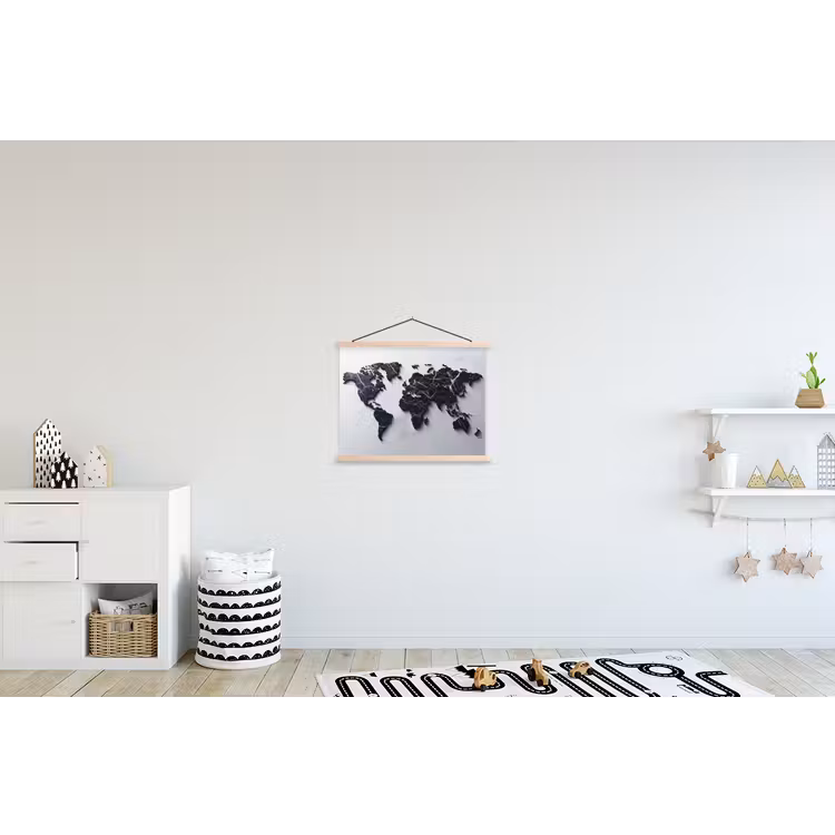 Wereldkaart - Marmer - Ruwe achtergrond textielposter latten blank klein -kinderkamer