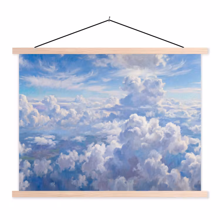 Wolken - Lucht - Natuur - Abstract - Blauw textielposter latten blank klein -3d