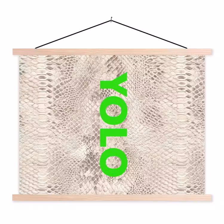 YOLO - Groen - Neon - Slangenprnt textielposter latten blank klein -3d